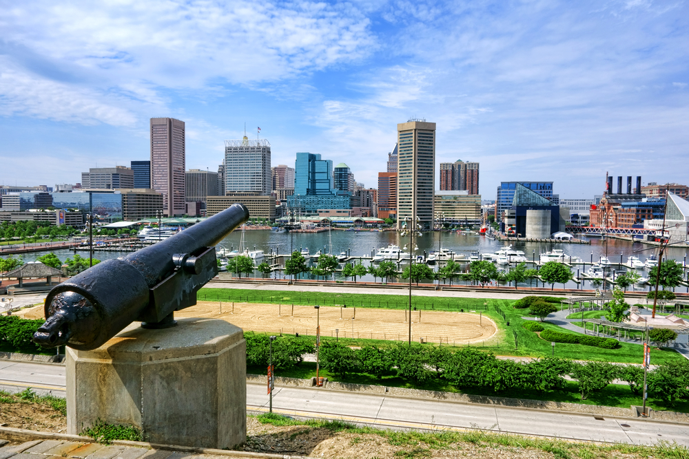 Baltimore,Inner,Harbor,And,Downtown,Business,District,Cityscape,Skyline,With