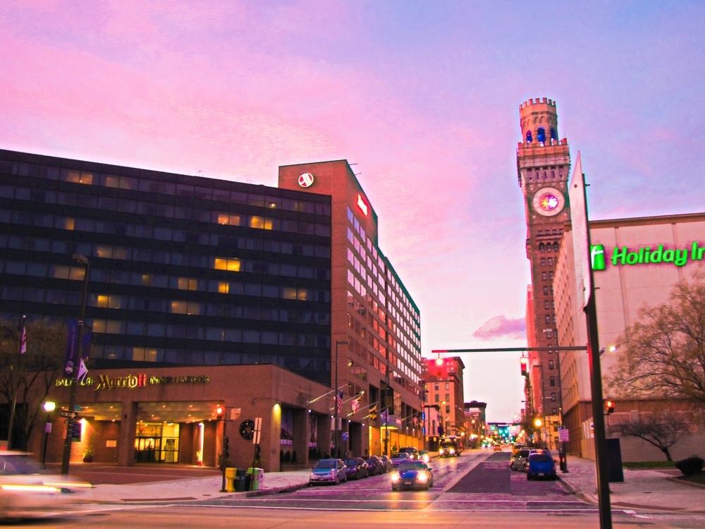 Baltimore,,Maryland,,Usa.,January,1,,2016.,Baltimore,Downtown.,Marriott,,Holiday