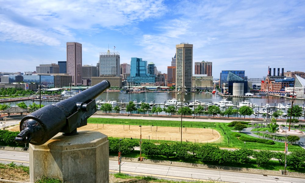 Baltimore,Inner,Harbor,And,Downtown,Business,District,Cityscape,Skyline,With