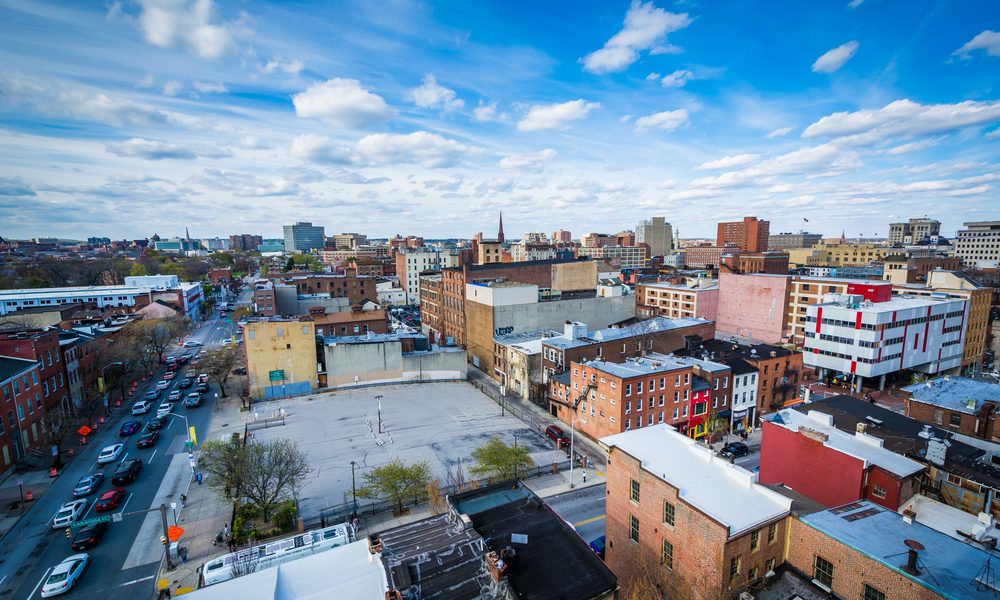 View,Of,Buildings,Near,Lexington,Market,,In,Baltimore,,Maryland.